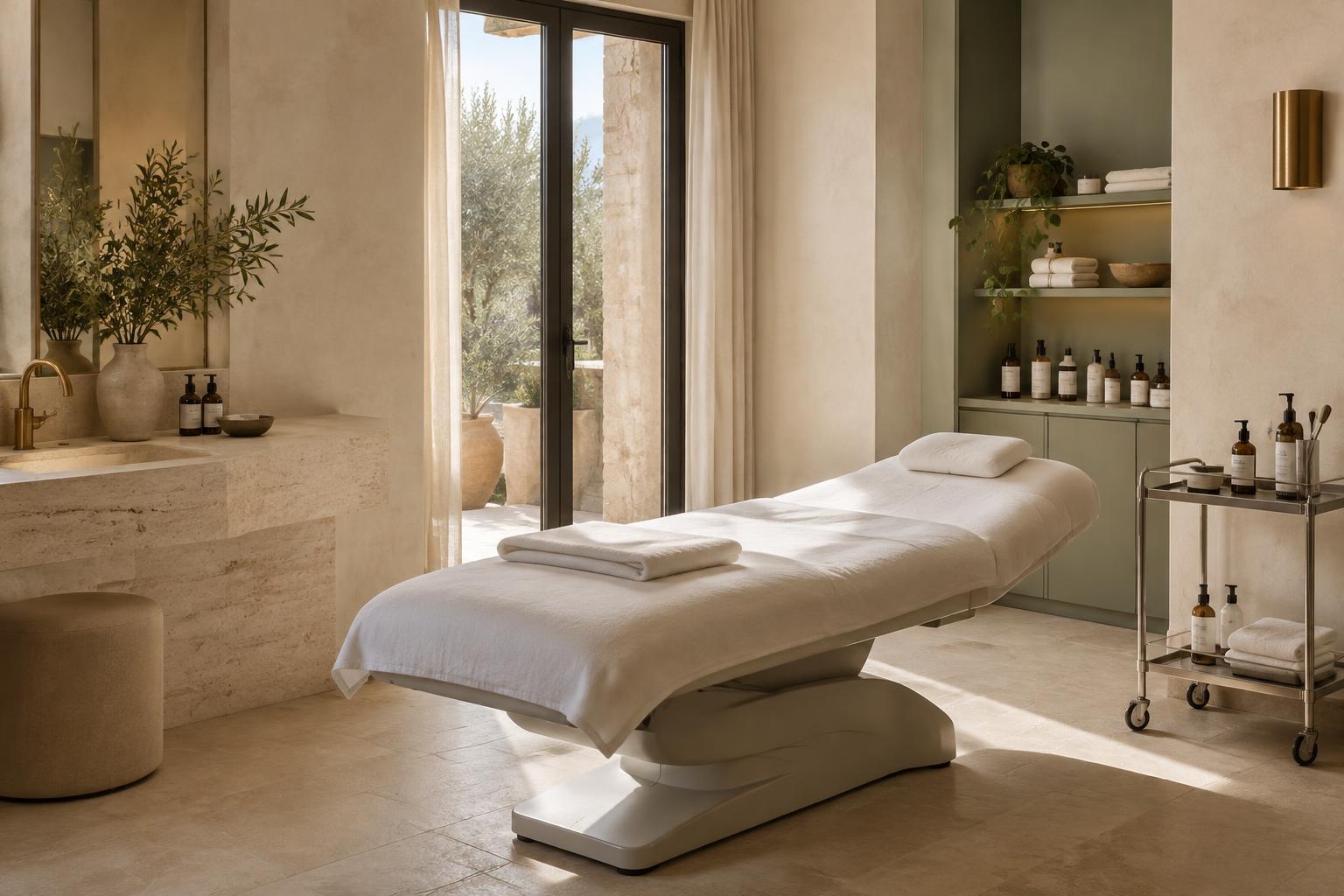 Sala de tratamiento de una clínica estética con luz natural